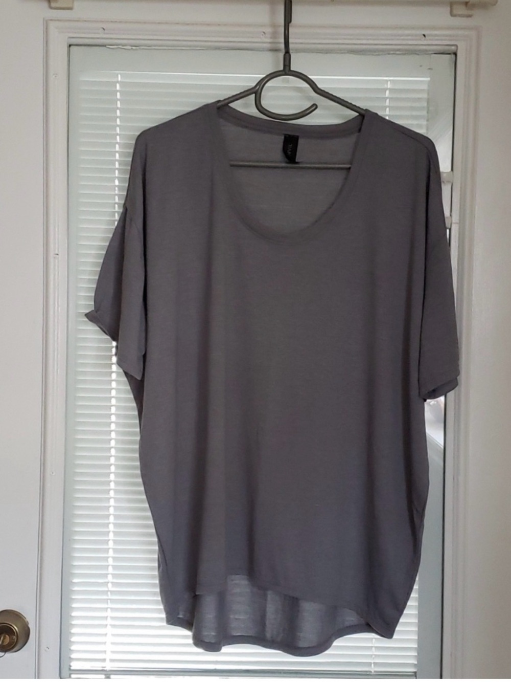 Anvil Gray Oversized Scoop Neck Tee